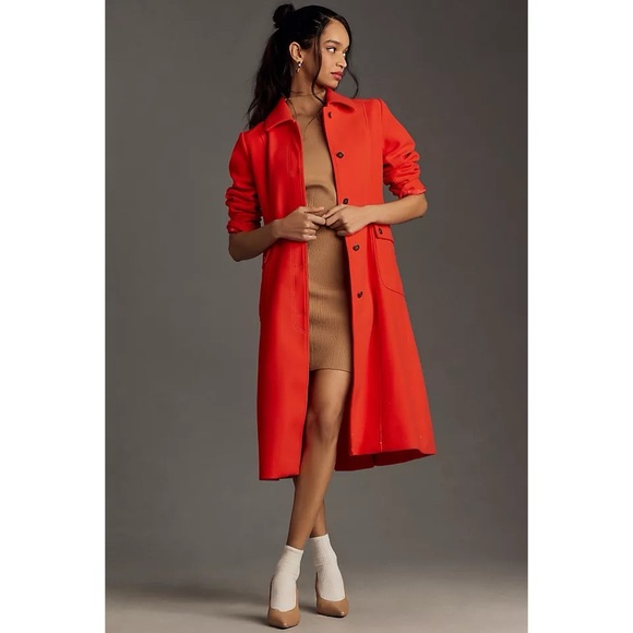 By Anthropologie Jackets & Blazers - By Anthropologie Red Buttondown Duster Coat